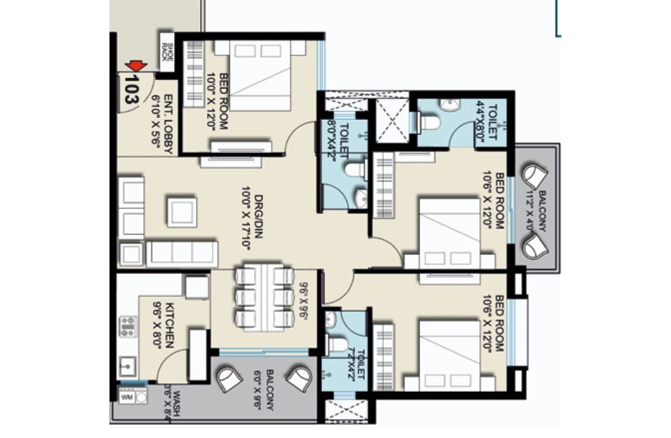Click me 3BHK Floor Plan